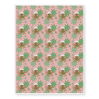 Christmas sailor baby octopus with pink background temporary tattoos
