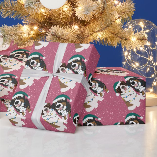 Christmas Saint Bernard and Bernese Mountain Dog Wrapping Paper (Holidays)
