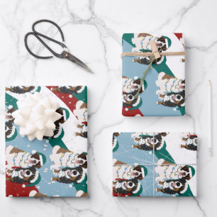 Christmas Saint Bernard and Bernese Mountain Dog Wrapping Paper Sheets