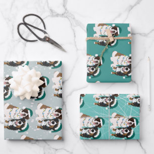 Christmas Saint Bernard and Bernese Mountain Dog Wrapping Paper Sheets