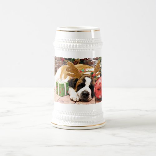 Christmas _ Saint Bernard _ Blue Beer Stein