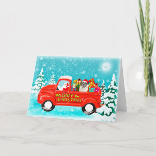 Christmas Saint Bernard Dog gifts delivery truck Card