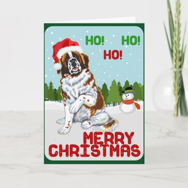 Christmas Saint Bernard Holiday Card (Front)