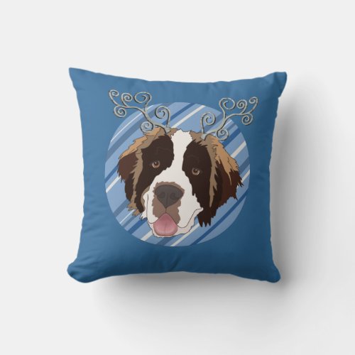 Christmas Saint Bernard  Throw Pillow