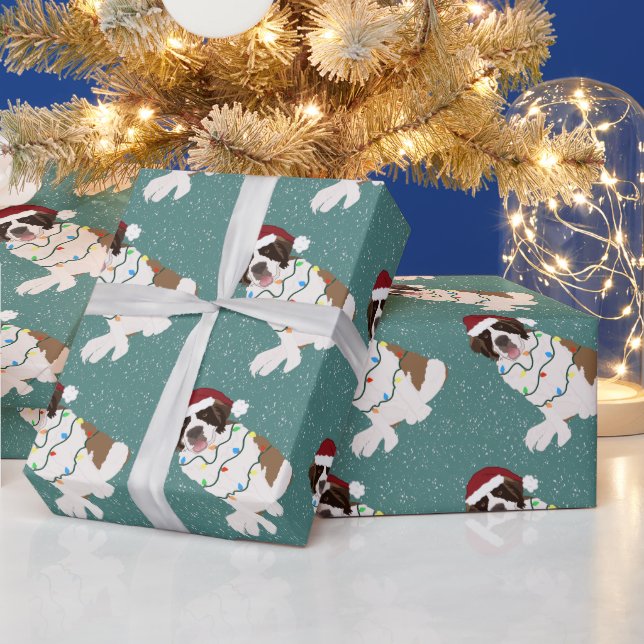 Christmas Saint Bernard Wrapping Paper (Holidays)