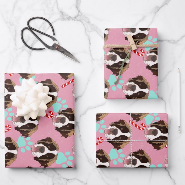 Christmas Saint Bernard Wrapping Paper Sheets (Front)