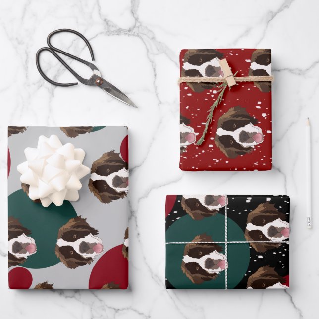 Christmas Saint Bernard Wrapping Paper Sheets (Front)