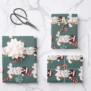 Christmas Saint Bernard Wrapping Paper Sheets