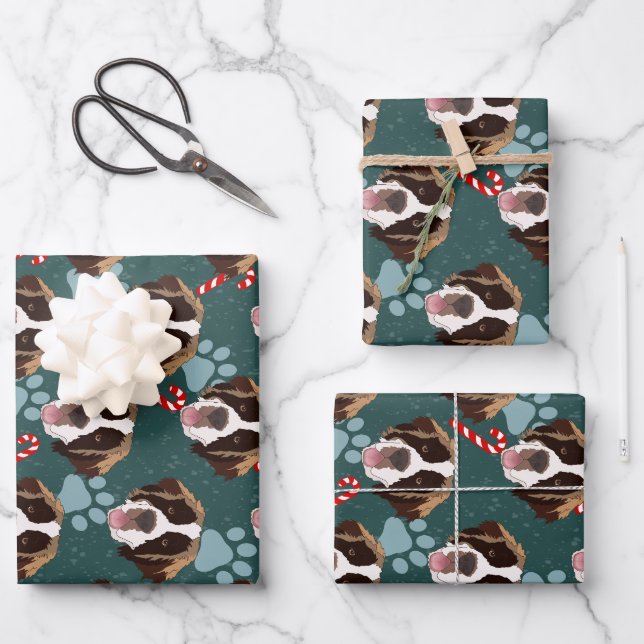 Christmas Saint Bernard Wrapping Paper Sheets (Front)