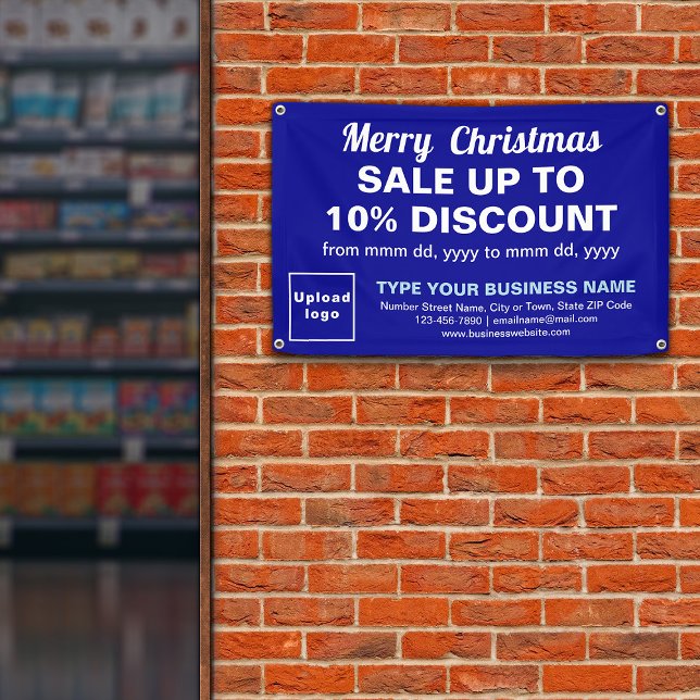 Christmas Sale Business Blue Rectangle 4’ x 2.5’ Banner (Creator Uploaded)