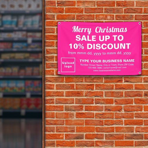 Christmas Sale Business Pink Rectangle 4 x 25 Banner