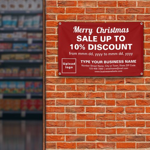 Christmas Sale Business Red Rectangle 4 x 25 Banner