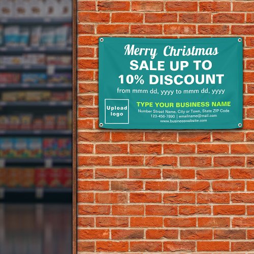 Christmas Sale Business Teal Green Rectangle Banner