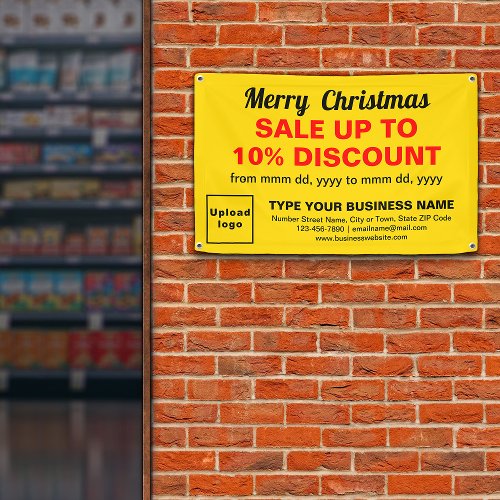 Christmas Sale Business Yellow Rectangle 4 x 25 Banner