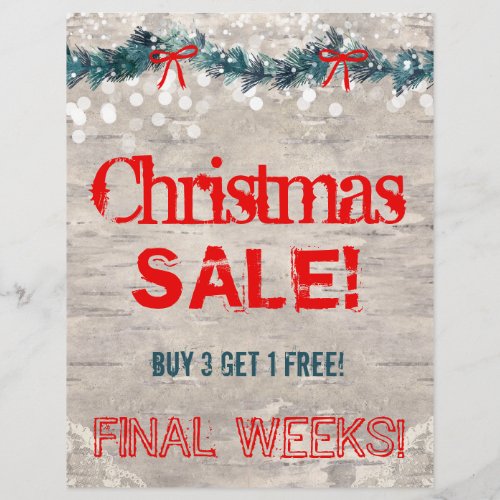 Christmas Sale Flyer Bark Wood Yuletide