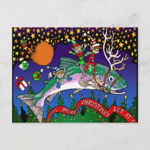 Christmas Salmon Holiday Postcard