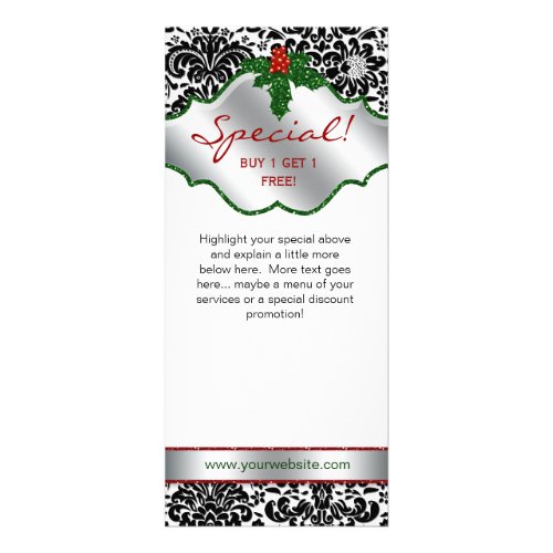 Christmas Salon Rack Card Damask RG Floral