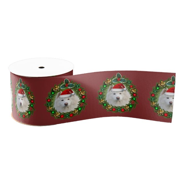 Christmas Samoyed dog 2" Grosgrain Ribbon (Spool)