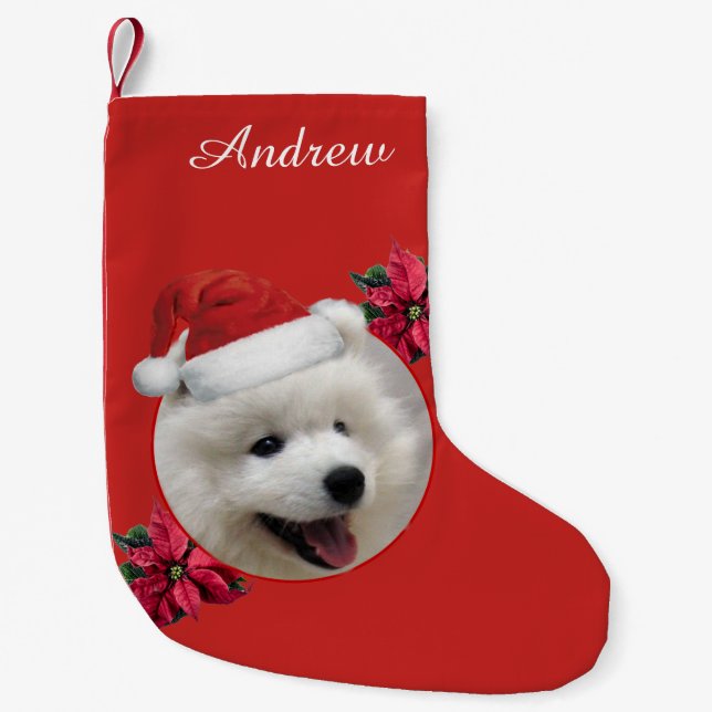 Christmas Samoyed dog personalized stocking (Front)