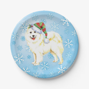 Christmas Samoyed Paper Plates