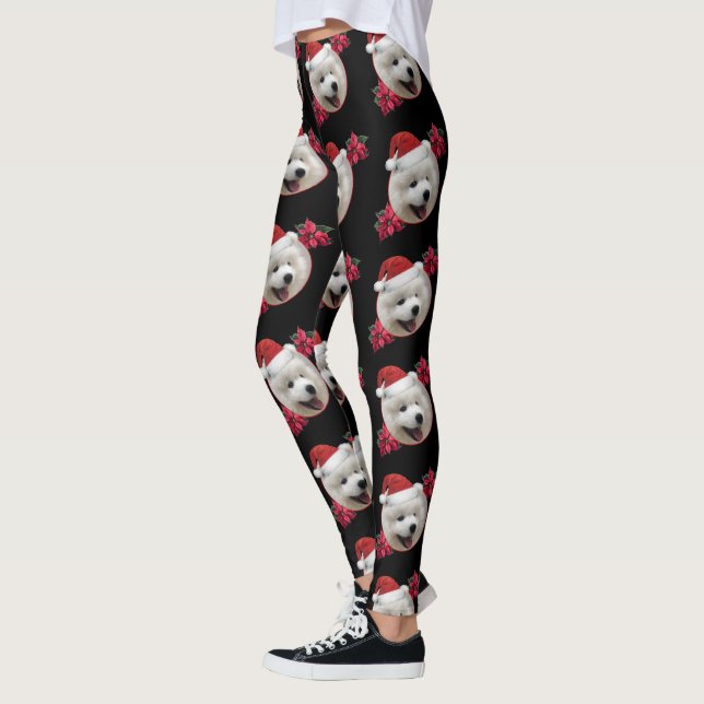 Christmas Samoyed  puppy dog art leggings (Left)
