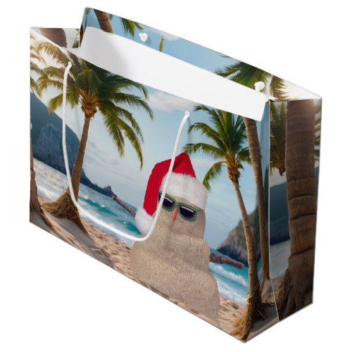 Christmas Sand Man On a Beach Large Gift Bag