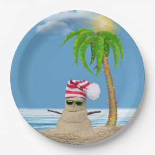 Christmas Sand Man Paper Plates