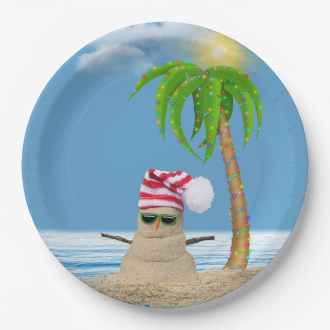 Christmas Sand Man Paper Plates (Front)