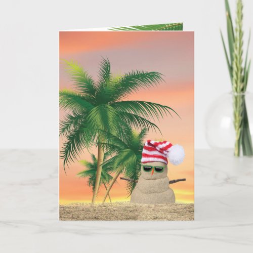 Christmas Sand Man with Palm Trees  Card