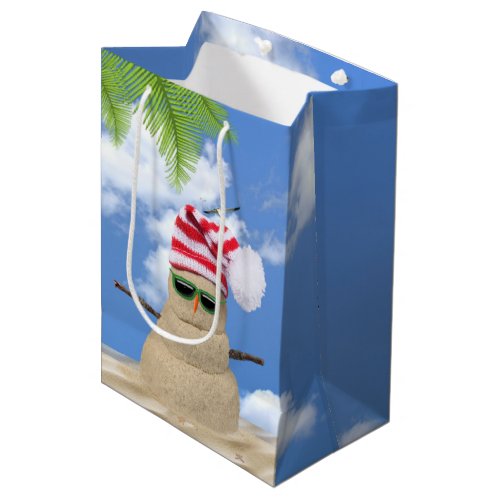 Christmas Sand Snowman Medium Gift Bag