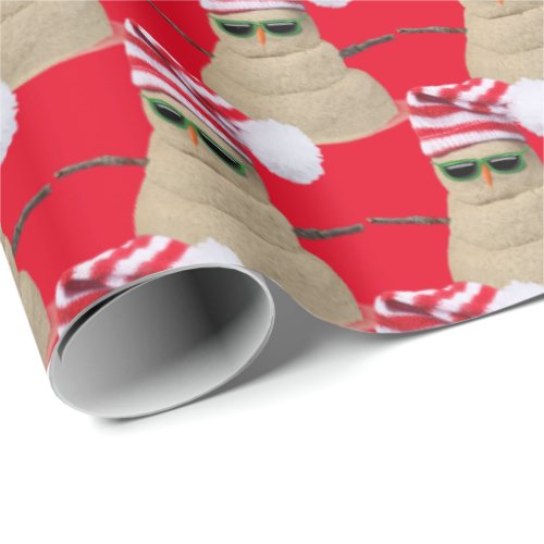 Christmas sand snowman with sunglasses wrapping paper