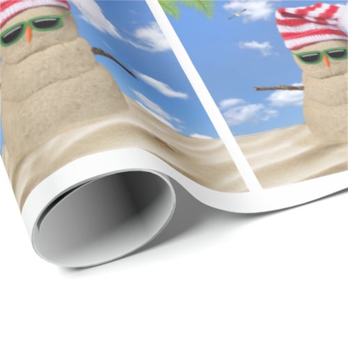 Christmas Sand Snowman Wrapping Paper