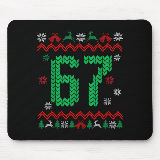 Christmas Santa 67 Six Seven Meme Ugly Sweater  Mouse Pad (Front)