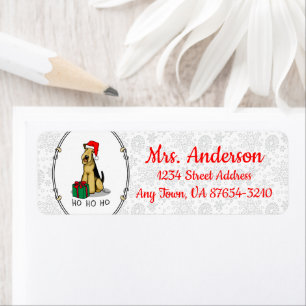 Christmas Santa Airedale Terrier HO HO HO Cute Label