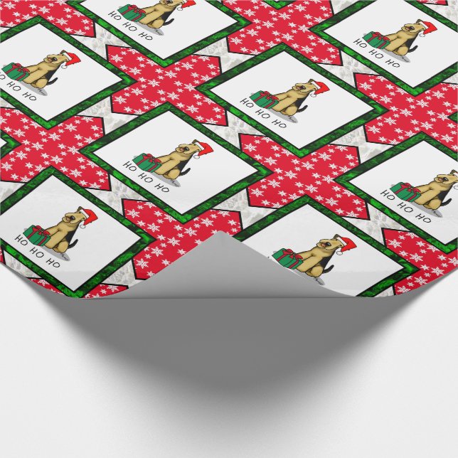 Christmas Santa Airedale Terrier HO HO HO Cute Wrapping Paper (Corner)