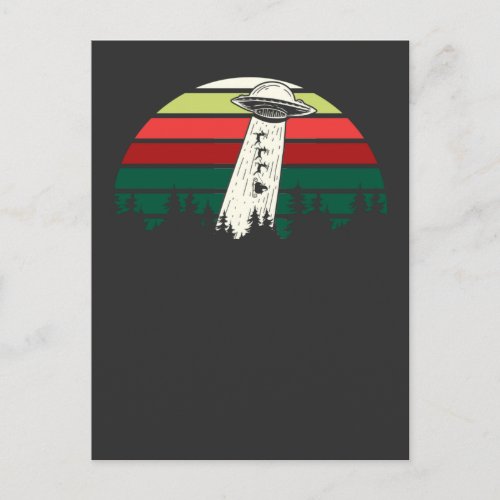 Christmas Santa Alien Abduction UFO Retro Postcard