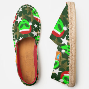 christmas santa alien green stars espadrilles