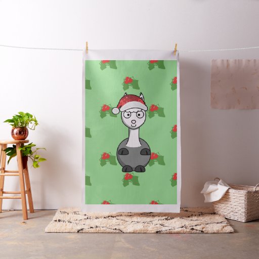 christmas santa alpaca fabric