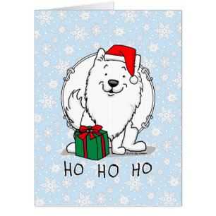 Christmas Santa American Eskimo Dog HO HO HO Cute Card