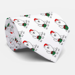 Christmas Santa American Eskimo Dog HO HO HO Cute Neck Tie