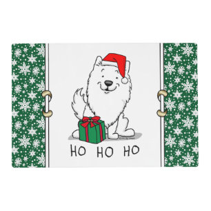 Christmas Santa American Eskimo Dog HO HO HO Cute Placemat