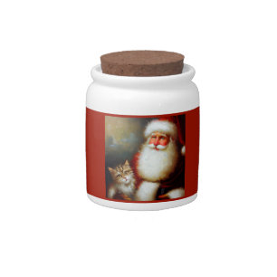 Christmas Santa and a Cat 2 Candy Jar