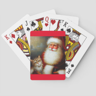 Christmas Santa and a Cat (2) Poker Cards