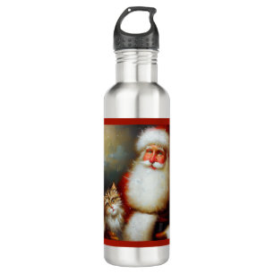 Christmas Santa and a Cat 2 Stainless Steel Water Bottle