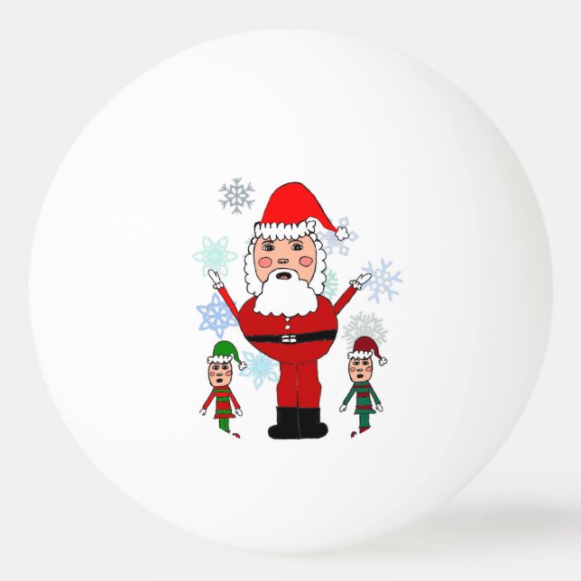 Christmas Santa and Elves Ping-Pong Ball (Front)