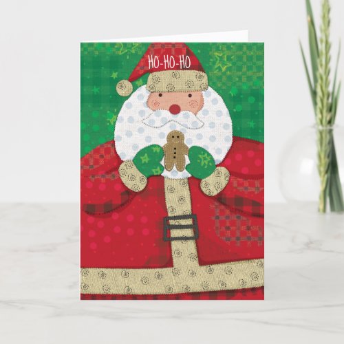 Christmas Santa and Gingerbread Farmhouse Holiday Card