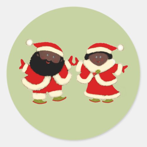 Christmas Santa and Mrs Claus Classic Round Sticker