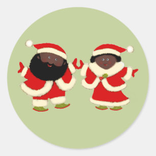 Christmas Santa and Mrs. Claus Classic Round Sticker