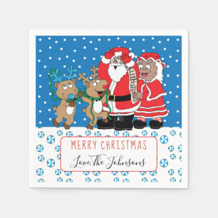 Christmas Santa and Mrs Claus of Color Napkins