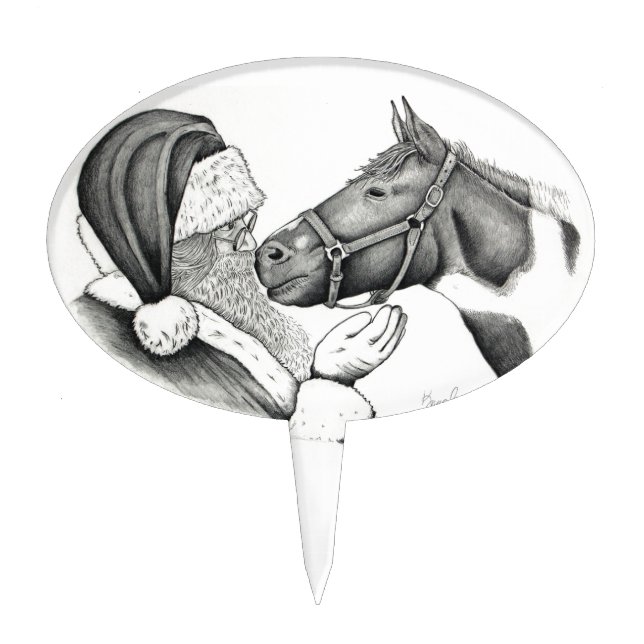 Christmas Santa and Paint Horse Cake Topper (Front)